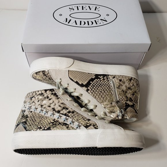 steve madden qualify gold snake embossed high top sneaker